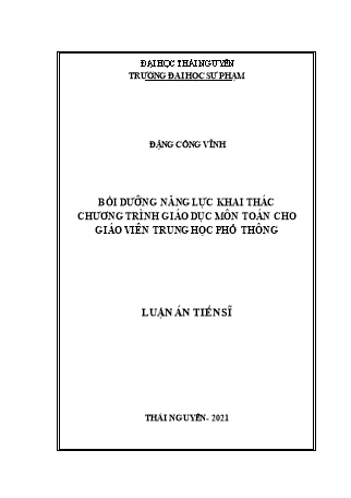 Luận án Bồi dưỡng năng lực khai thác chương trình giáo dục môn toán cho giáo viên trung học phổ thông