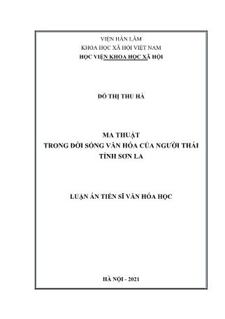 Luận án Ma thuật trong đời sống văn hóa của người Thái tỉnh Sơn La