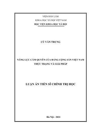 Luận án Năng lực cầm quyền của đảng cộng sản Việt Nam: Thực trạng và giải pháp