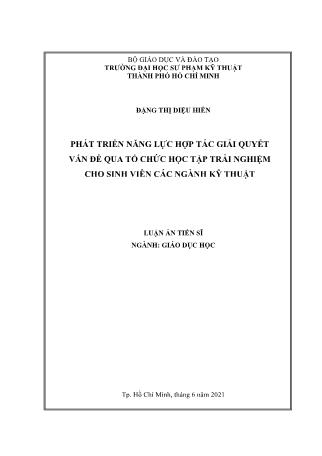 Luận án Phát triển năng lực hợp tác giải quyết vấn đề qua tổ chức học tập trải nghiệm cho sinh viên các ngành kỹ thuật