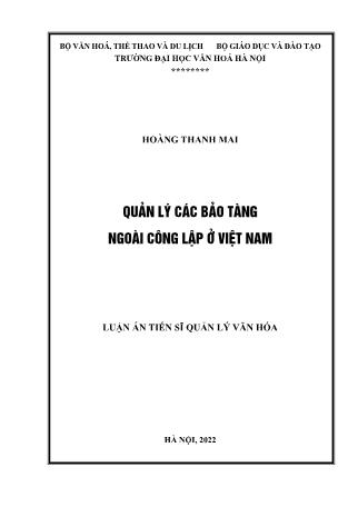 Luận án Quản lý các bảo tàng ngoài công lập ở Việt Nam