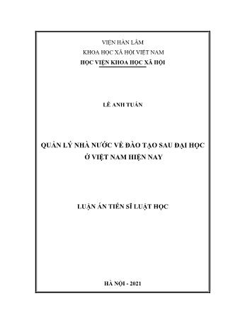 Luận án Quản lý nhà nước về đào tạo sau đại học ở Việt Nam hiện nay