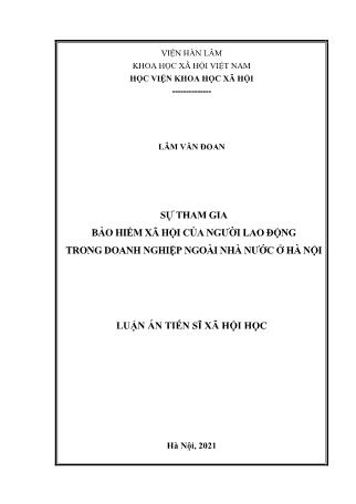 Luận án Sự tham gia bảo hiểm xã hội của người lao động trong doanh nghiệp ngoài nhà nước ở Hà Nội