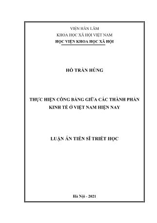 Luận án Thực hiện công bằng giữa các thành phần kinh tế ở Việt Nam hiện nay