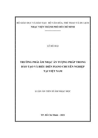 Luận án Trường phái âm nhạc ấn tượng Pháp trong đào tạo và biểu diễn Piano chuyên nghiệp tại Việt Nam