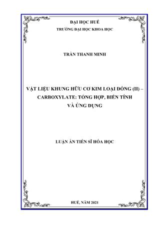 Luận án Vật liệu khung hữu cơ kim loại Đồng (II) - Carboxylate: Tổng hợp, biến tính và ứng dụng