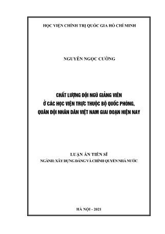 Luận án Chất lượng đội ngũ giảng viên ở các học viện trực thuộc bộ quốc phòng quân đội nhân dân Việt Nam giai đoạn hiện nay