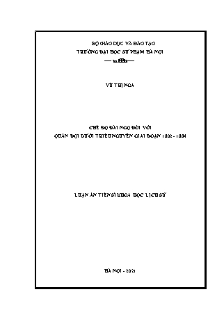 Luận án Chế độ đãi ngộ đối với quân đội dưới triều Nguyễn giai đoạn 1802 - 1884