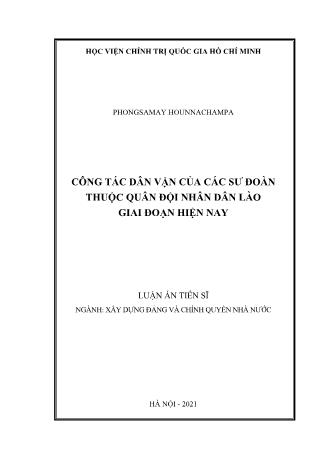 Luận án Công tác dân vận của các sư đoàn thuộc quân đội nhân dân Lào giai đoạn hiện nay