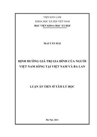 Luận án Định hướng giá trị gia đình của người Việt Nam sống tại Việt Nam và Ba Lan