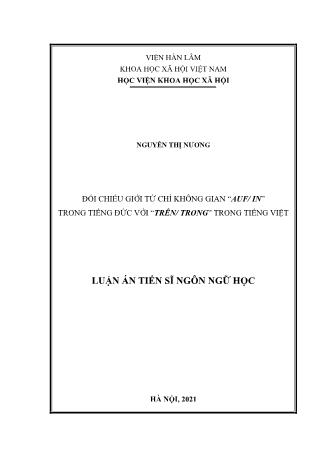 Luận án Đối chiếu giới từ chỉ không gian "AUF/IN" trong tiếng Đức với "trên/trong" trong tiếng Việt