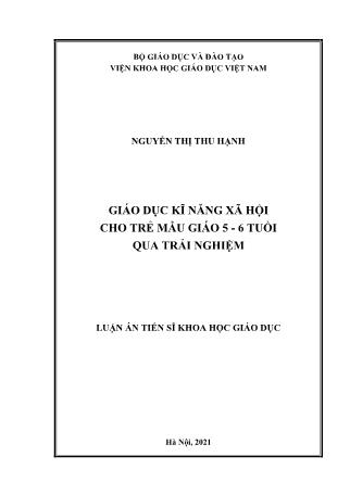 Luận án Giáo dục kĩ năng xã hội cho trẻ mẫu giáo 5 - 6 tuổi qua trải nghiệm