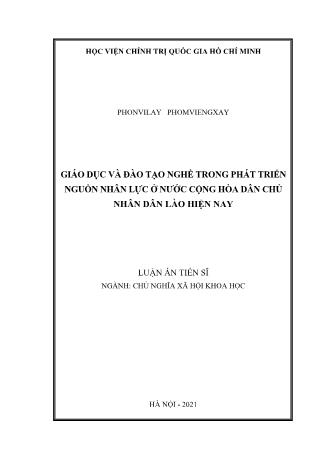 Luận án Giáo dục và đào tạo nghề trong phát triển nguồn nhân lực ở nước cộng hòa dân chủ nhân dân Lào hiện nay