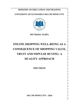 Luận án Hạnh phúc trong mua sắm trực tuyến dưới tác động của giá trị mua sắm, lòng tin và mua sắm tùy hứng: Một cách tiếp cận kép