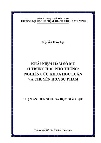 Luận án Khái niệm hàm số mũ ở trung học phổ thông: Nghiên cứu khoa học luận và chuyển hóa sư phạm