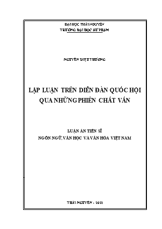 Luận án Lập luận trên diễn đàn quốc hội qua những phiên chất vấn