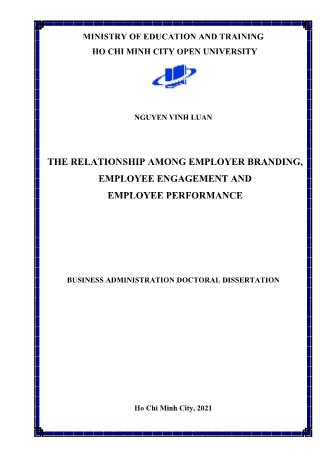 Luận án Mối quan hệ giữa thương hiệu nhà tuyển dụng với sự gắn kết và hiệu quả làm việc của nhân viên