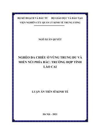 Luận án Nghèo đa chiều ở vùng trung du và miền núi phía Bắc: Trường hợp tỉnh Lào Cai