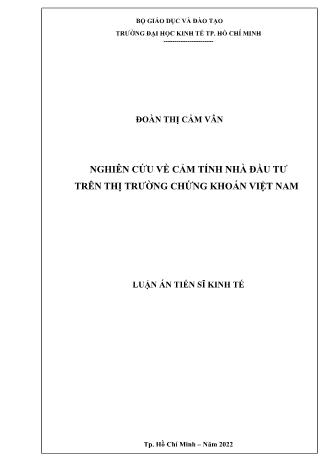 Luận án Nghiên cứu về cảm tính nhà đầu tư trên thị trường chứng khoán Việt Nam