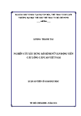 Luận án Nghiên cứu xây dựng mô hình nữ vận động viên cầu lông cấp cao Việt Nam