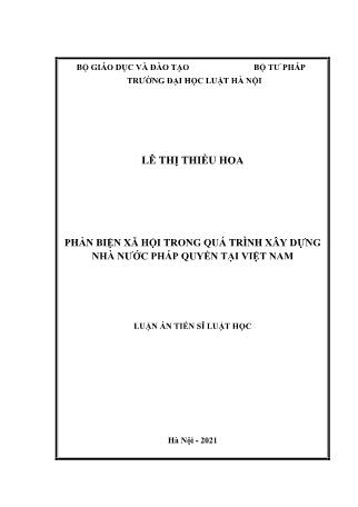 Luận án Phản biện xã hội trong quá trình xây dựng nhà nước pháp quyền tại Việt Nam