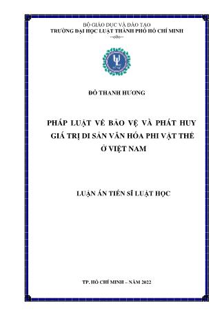 Luận án Pháp luật về bảo vệ và phát huy giá trị di sản văn hóa phi vật thể ở Việt Nam