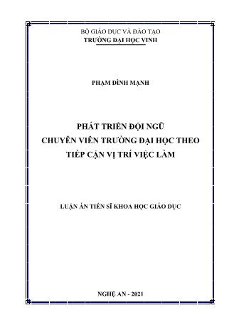 Luận án Phát triển đội ngũ chuyên viên trường đại học theo tiếp cận vị trí việc làm