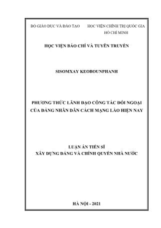 Luận án Phương thức lãnh đạo công tác đối ngoại của đảng nhân dân cách mạng Lào hiện nay