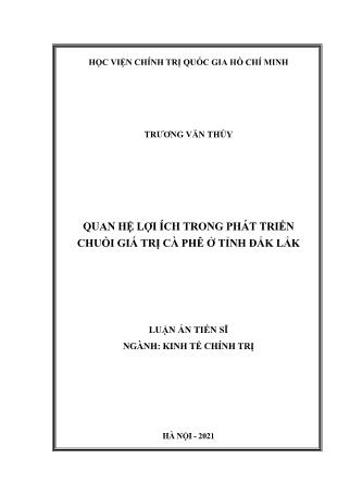 Luận án Quan hệ lợi ích trong phát triển chuỗi giá trị cà phê ở tỉnh Đắk Lắk