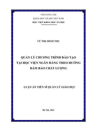 Luận án Quản lý chương trình đào tạo tại học viện ngân hàng theo hướng đảm bảo chất lượng