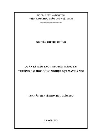 Luận án Quản lý đào tạo theo đặt hàng tại trường đại học công nghiệp dệt may Hà Nội