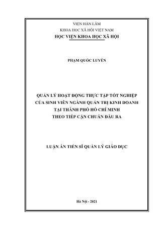 Luận án Quản lý hoạt động thực tập tốt nghiệp của sinh viên ngành quản trị kinh doanh tại Thành phố Hồ Chí Minh theo tiếp cận chuẩn đầu ra