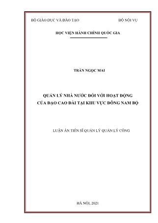 Luận án Quản lý nhà nước đối với hoạt động của đạo cao đài tại khu vực Đông Nam Bộ