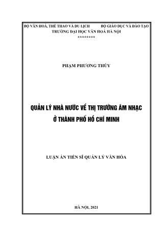 Luận án Quản lý nhà nước về thị trường âm nhạc ở Thành phố Hồ Chí Minh