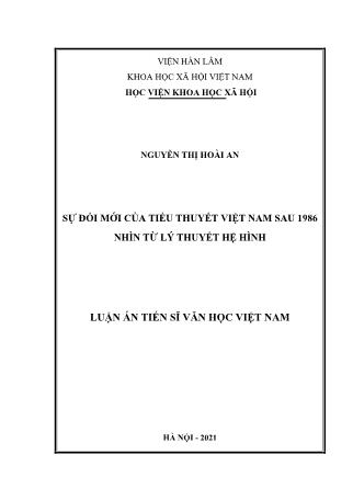 Luận án Sự đổi mới của tiểu thuyết Việt Nam sau 1986 nhìn từ lý thuyết hệ hình