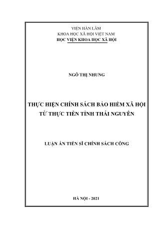 Luận án Thực hiện chính sách bảo hiểm xã hội từ thực tiễn tỉnh Thái Nguyên