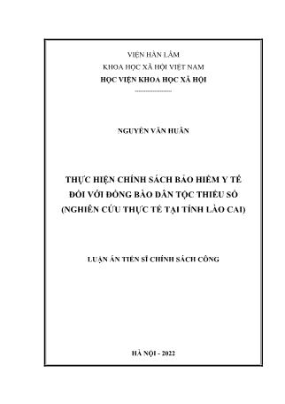 Luận án Thực hiện chính sách bảo hiểm y tế đối với đồng bào dân tộc thiểu số (nghiên cứu thực tế tại tỉnh Lào Cai)