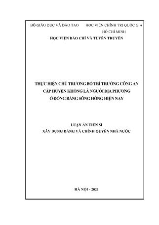 Luận án Thực hiện chủ trương bố trí trưởng công an cấp huyện không là người địa phương ở đồng bằng sông Hồng hiện nay