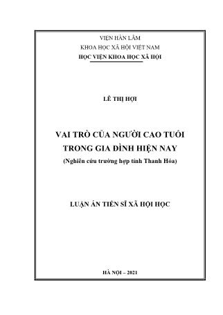 Luận án Vai trò của người cao tuổi trong gia đình hiện nay (Nghiên cứu trường hợp tỉnh Thanh Hóa)