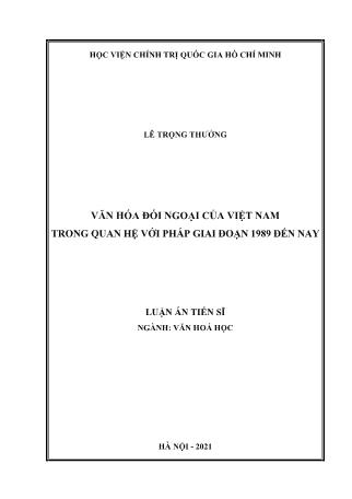 Luận án Văn hóa đối ngoại của Việt Nam trong quan hệ với pháp giai đoạn 1989 đến nay