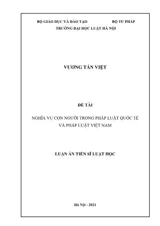 Luận án Nghĩa vụ con người trong pháp luật quốc tế và pháp luật Việt Nam