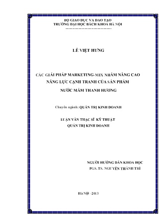 Luận văn Các giải pháp Marketing-Mix nhằm nâng cao năng lực cạnh tranh của sản phẩm Nước mắm Thanh Hương Luận văn Các giải pháp Marketing-Mix nhằm nâng cao năng lực cạnh tranh của sản phẩm Nước mắm Thanh Hương