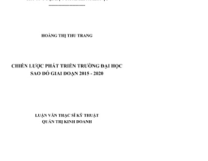 Luận văn Chiến lược phát triển Trường Đại học Sao Đỏ giai đoạn 2015-2020