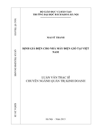 Luận văn Định giá điện cho Nhà máy Điện gió tại Việt Nam Luận văn Định giá điện cho Nhà máy Điện gió tại Việt Nam