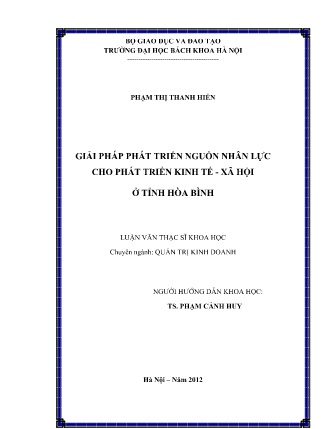 Luận văn Giải pháp phát triển nguồn nhân lực cho phát triển kinh tế - Xã hội ở tỉnh Hòa Bình Luận văn Giải pháp phát triển nguồn nhân lực cho phát triển kinh tế - Xã hội ở tỉnh Hòa Bình