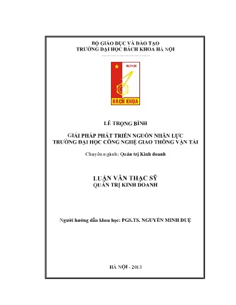 Luận văn Giải pháp phát triển nguồn nhân lực Trường Đại học Công nghệ Giao thông Vận Tải Luận văn Giải pháp phát triển nguồn nhân lực Trường Đại học Công nghệ Giao thông Vận Tải