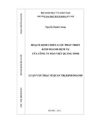 Luận văn Hoạch định chiến lược phát triển kinh doanh dịch vụ của Công ty Bảo Việt Quảng Ninh