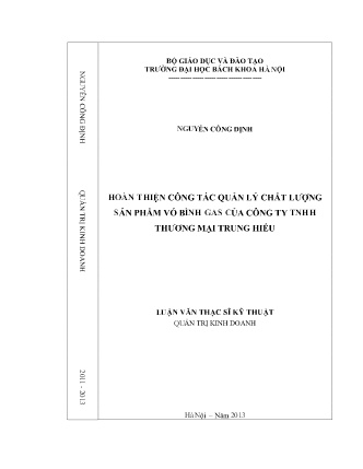 Luận văn Hoàn thiện công tác quản lý chất lượng sản phẩm vỏ bình Gas của Công ty TNHH Thương mại Trung Hiếu