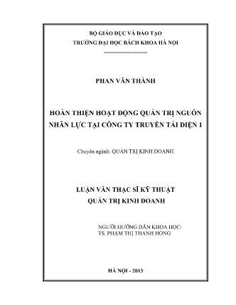 Luận văn Hoàn thiện hoạt động quản trị nguồn nhân lực tại Công ty Truyền tải điện 1