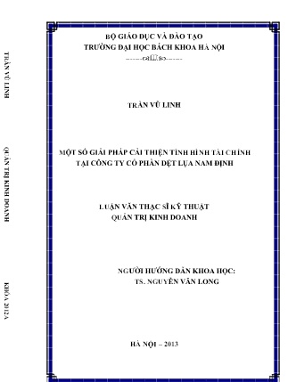 Luận văn Một số giải pháp cải thiện tình hình tài chính tại Công ty cổ phần dệt lụa Nam Định Luận văn Một số giải pháp cải thiện tình hình tài chính tại Công ty cổ phần dệt lụa Nam Định